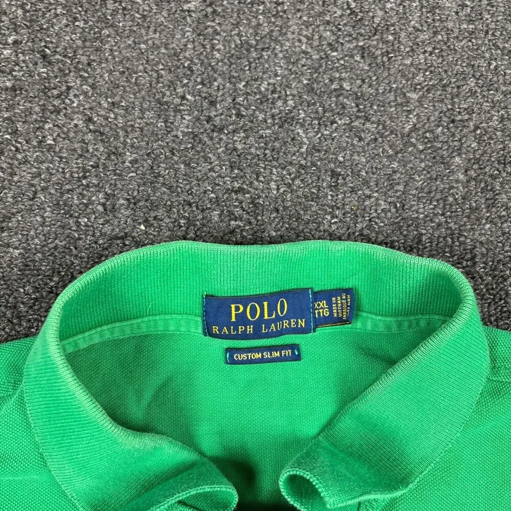 Ralph Lauren Men's Polo Shirt Custom Slim Fit Green Casual Polo Size 2XL XXL